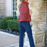 PERFECTLY GIFTED RED PLAID BOW VEST