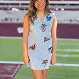 QUEEN OF SPARKLES:  TEXAS A&M GINGHAM SEQUIN PATCH DRESS