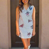QUEEN OF SPARKLES:  TEXAS A&M GINGHAM SEQUIN PATCH DRESS