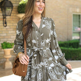 A LITTLE SOMETHING OLIVE EMBROIDERED DRESS