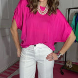 LOVE STORY DOLMAN SLEEVE BLOUSE - HOT PINK, LAVENDER, PINK