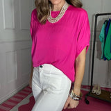 LOVE STORY DOLMAN SLEEVE BLOUSE - HOT PINK, LAVENDER, PINK