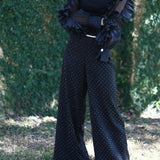 COCKTAILS FIRST DETAIL BELTED PANTS - BLACK OR IVORY