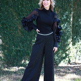 COCKTAILS FIRST DETAIL BELTED PANTS - BLACK OR IVORY