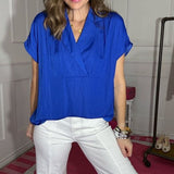 THRILL ME SILKY CONVERTIBLE COLLAR BLOUSE
