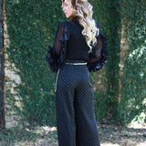 COCKTAILS FIRST DETAIL BELTED PANTS - BLACK OR IVORY