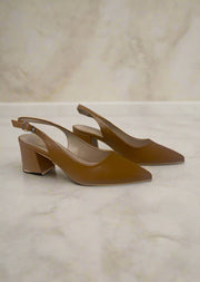 CHLOE SLINGBACK BLOCK HEEL - BLACK OR CAMEL