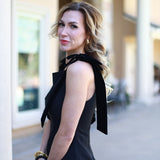 MISTLETOE KISS SLEEVELESS VELVET BOW MINI DRESS