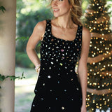 CHEERS TO CHIC JEWEL EMBELLISHED VELVET DRESS