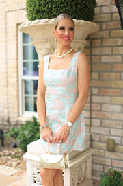 TEXTURED JACQUARD MINI DRESS W BOW BACK