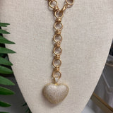 VIRTUE - BELOVED MEMORY HEART PENDANT ON ADJUSTABLE CROWN CHAIN - GOLD OR SILVER