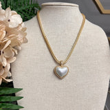 VIRTUE - CROSS MY HEART PUFF PEARL HEART PENDANT