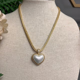 VIRTUE - CROSS MY HEART PUFF PEARL HEART PENDANT