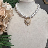 VIRTUE - FULL OF LOVE PEARL NECKLACE WITH HEART PENDANT