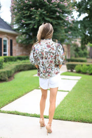 BLOOMING PERSONALITY PUFF SLEEVE FLORAL BLOUSE