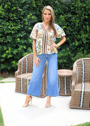 BOTANICAL BRUNCH FLORAL PUFF SLEEVE BLOUSE