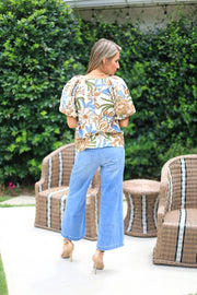 BOTANICAL BRUNCH FLORAL PUFF SLEEVE BLOUSE