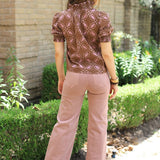 RISEN HIGH RISE WIDE LEG FRAYED HEM JEANS IN MAUVE