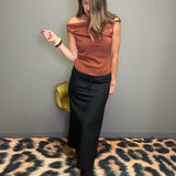 CLASSIC CHARM TIE WAIST MAXI SKIRT - BLACK OR BROWN