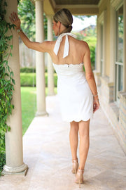 SIMPLY UNFORGETTABLE IVORY HALTER DRESS