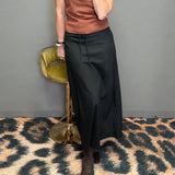 CLASSIC CHARM TIE WAIST MAXI SKIRT - BLACK OR BROWN