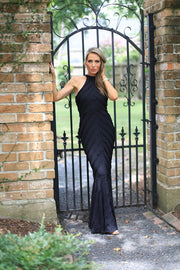 DATE NIGHT BLACK HALTER MAXI DRESS