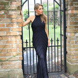DATE NIGHT BLACK HALTER MAXI DRESS