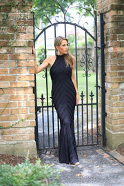 DATE NIGHT BLACK HALTER MAXI DRESS