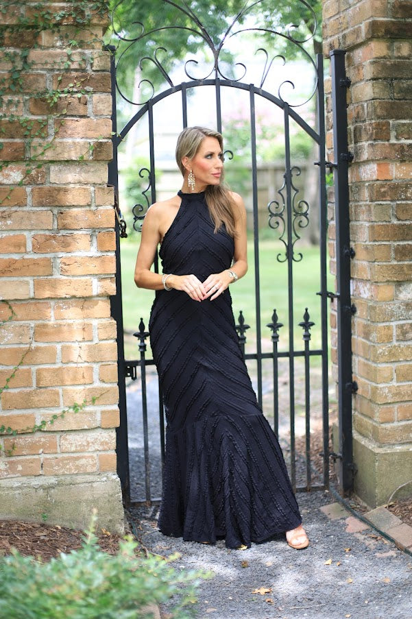DATE NIGHT BLACK HALTER MAXI DRESS