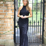DATE NIGHT BLACK HALTER MAXI DRESS
