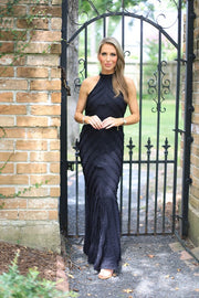 DATE NIGHT BLACK HALTER MAXI DRESS