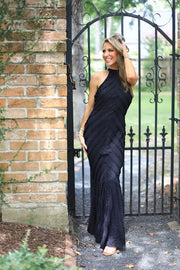 DATE NIGHT BLACK HALTER MAXI DRESS
