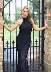 DATE NIGHT BLACK HALTER MAXI DRESS