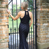 DATE NIGHT BLACK HALTER MAXI DRESS