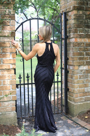 DATE NIGHT BLACK HALTER MAXI DRESS