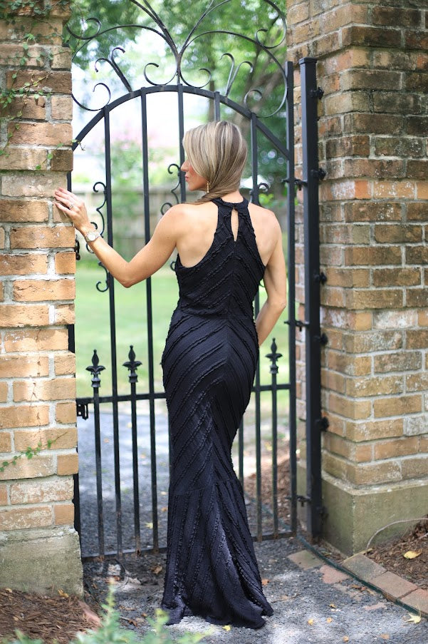 DATE NIGHT BLACK HALTER MAXI DRESS