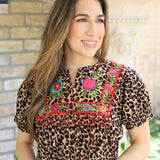 FIERCE CHARM SISTER MARY LEOPARD PRINT BLOUSE