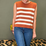 SIMPLE AND SWEET BROWN STRIPE SWEATER