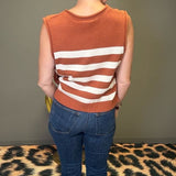SIMPLE AND SWEET BROWN STRIPE SWEATER