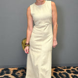 MADISON AVENUE SUEDE A-LINE MAXI DRESS