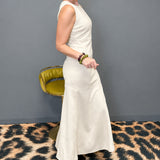 MADISON AVENUE SUEDE A-LINE MAXI DRESS