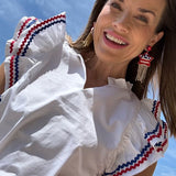 LITTLE MISS FIRECRACKER RUFFLE SLEEVE BLOUSE