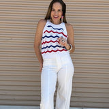 MEMORY LANE STRIPED SLEEVELESS SWEATER