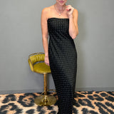 CHAMPAGNE NIGHTS POLKA DOT MAXI DRESS