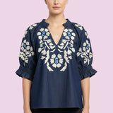 CASUAL DATE DENIM PUFF SLEEVE BLOUSE