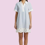 PASTRY SHOP CUTIE EMBROIDERED STRIPE DRESS