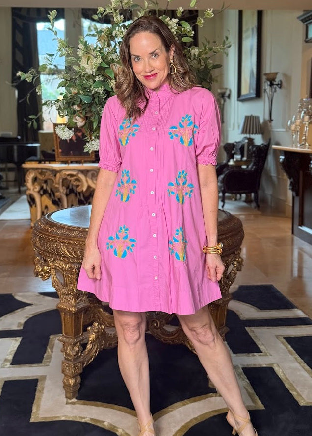 uncle frank embroidered dress Uncle Frank Embroidered Fish Shirt Dress