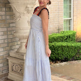 SWEET FIELDS RUFFLE STRAP MAXI DRESS
