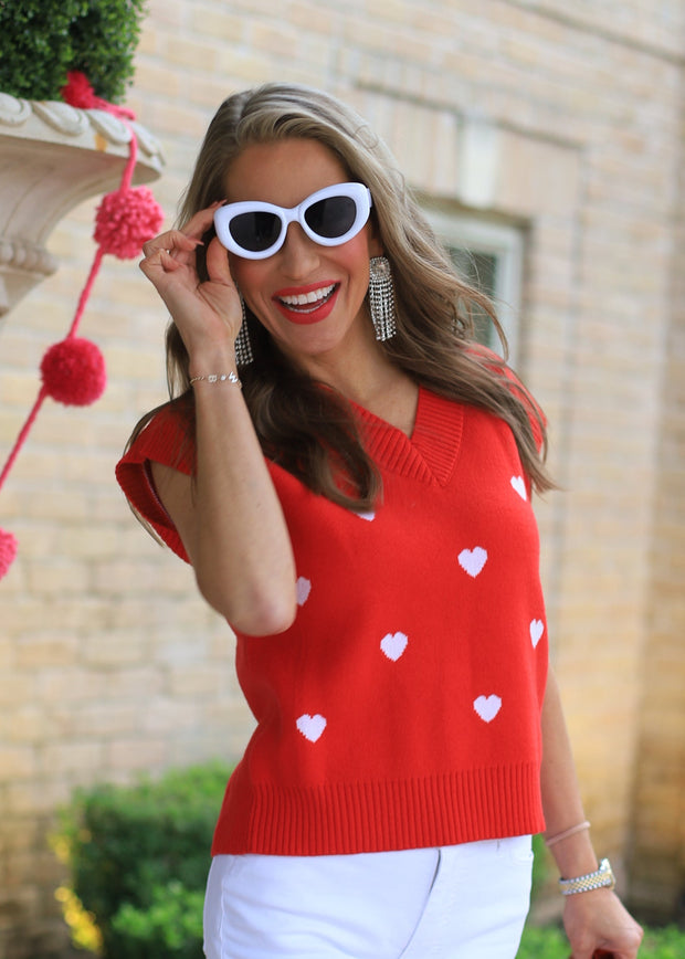 LOVE LETTER RED HEART SWEATER VEST