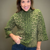 LEOPARD LOVE OLIVE MOCK NECK SWEATER